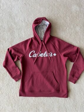 Cabela's Maroon Script Logo Pullover Hoodie